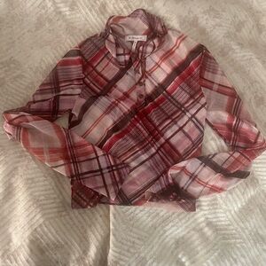BCBGeneration Red Plaid Button-Up Shirt